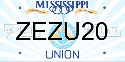 ZEZU20 Mississippi License Plate