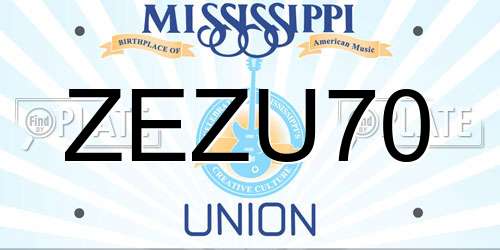 ZEZU70 Mississippi License Plate