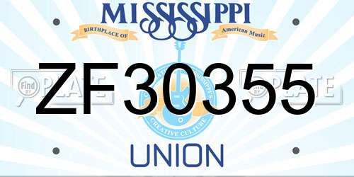 ZF30355 Mississippi License Plate