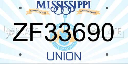 ZF33690 Mississippi License Plate