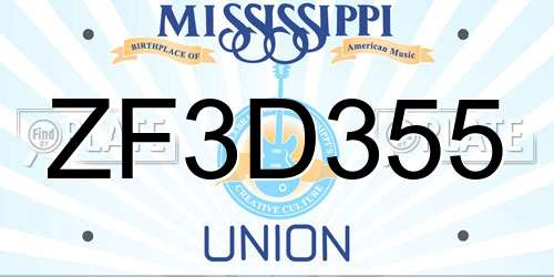 ZF3D355 Mississippi License Plate