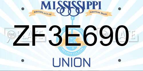 ZF3E690 Mississippi License Plate