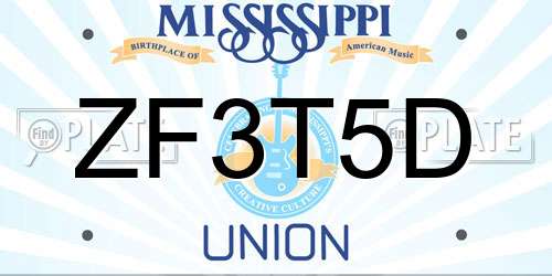 ZF3T5D Mississippi License Plate