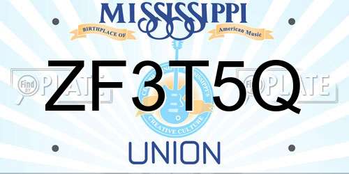 ZF3T5Q Mississippi License Plate