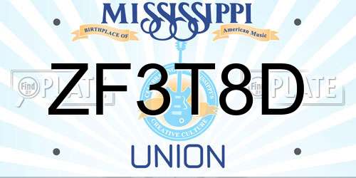 ZF3T8D Mississippi License Plate