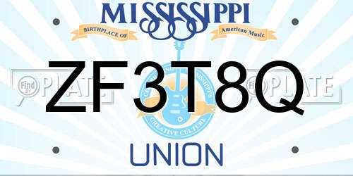 ZF3T8Q Mississippi License Plate