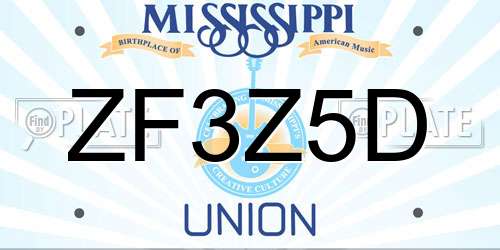 ZF3Z5D Mississippi License Plate