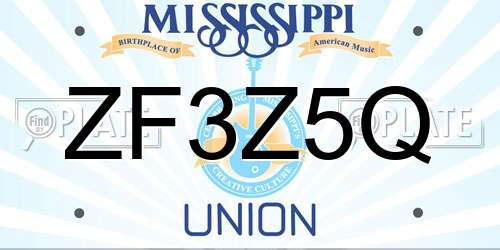 ZF3Z5Q Mississippi License Plate