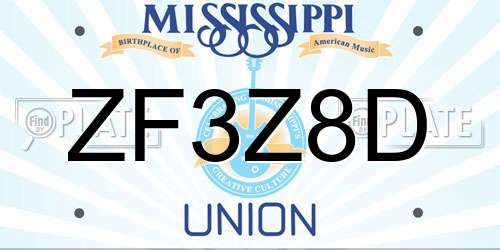 ZF3Z8D Mississippi License Plate