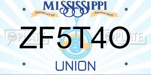 ZF5T4O Mississippi License Plate