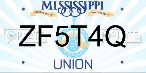 ZF5T4Q Mississippi License Plate