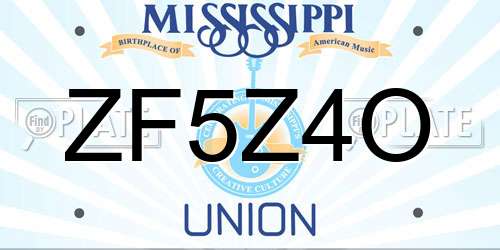 ZF5Z4O Mississippi License Plate