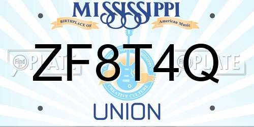 ZF8T4Q Mississippi License Plate