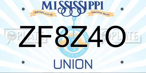 ZF8Z4O Mississippi License Plate