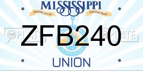 ZFB240 Mississippi License Plate
