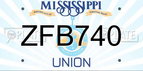 ZFB740 Mississippi License Plate