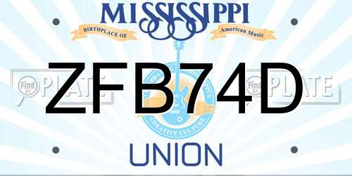ZFB74D Mississippi License Plate