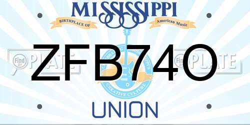 ZFB74O Mississippi License Plate