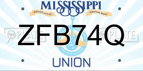 ZFB74Q Mississippi License Plate