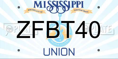 ZFBT40 Mississippi License Plate
