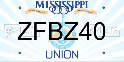 ZFBZ40 Mississippi License Plate