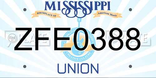ZFE0388 Mississippi License Plate
