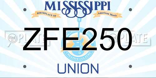 ZFE250 Mississippi License Plate