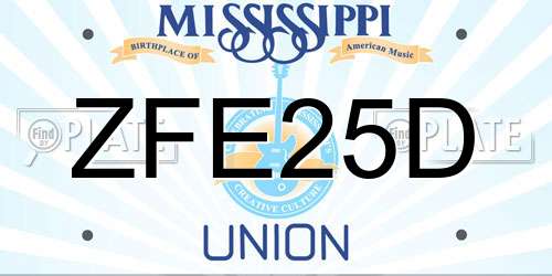 ZFE25D Mississippi License Plate