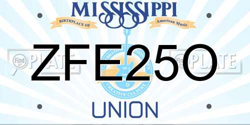 ZFE25O Mississippi License Plate