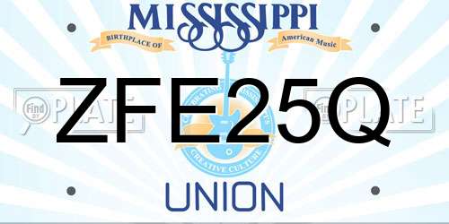 ZFE25Q Mississippi License Plate