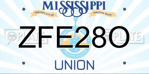 ZFE28O Mississippi License Plate