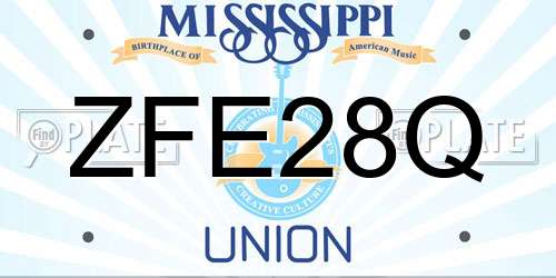 ZFE28Q Mississippi License Plate
