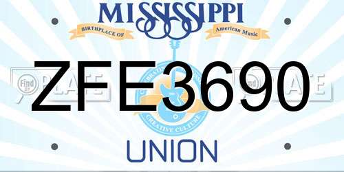 ZFE3690 Mississippi License Plate