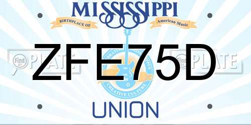 ZFE75D Mississippi License Plate