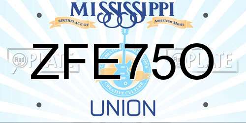 ZFE75O Mississippi License Plate