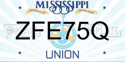 ZFE75Q Mississippi License Plate
