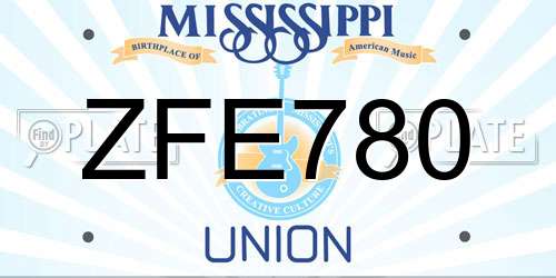 ZFE780 Mississippi License Plate