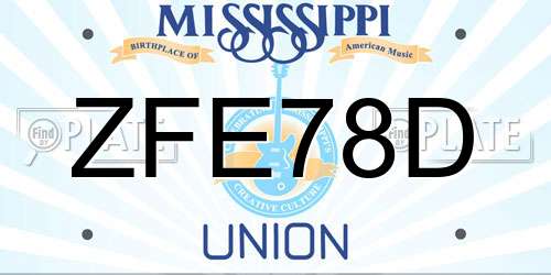 ZFE78D Mississippi License Plate