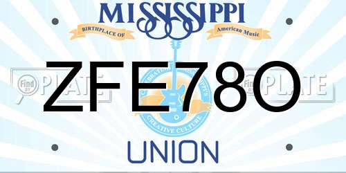 ZFE78O Mississippi License Plate