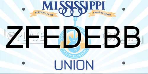 ZFEDEBB Mississippi License Plate