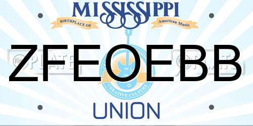 ZFEOEBB Mississippi License Plate