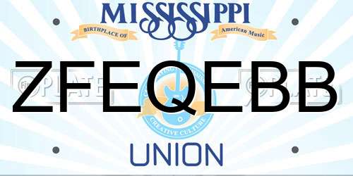 ZFEQEBB Mississippi License Plate