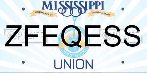 ZFEQESS Mississippi License Plate
