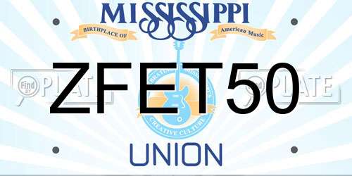 ZFET50 Mississippi License Plate
