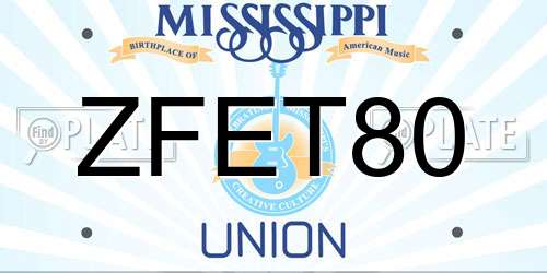 ZFET80 Mississippi License Plate