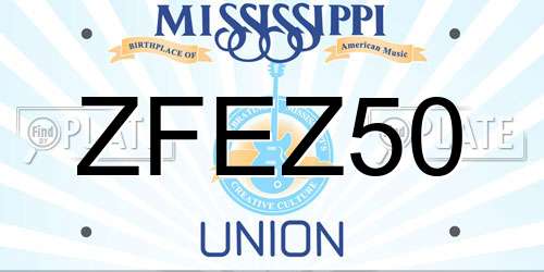 ZFEZ50 Mississippi License Plate