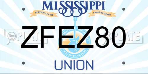 ZFEZ80 Mississippi License Plate