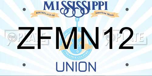 ZFMN12 Mississippi License Plate