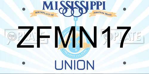 ZFMN17 Mississippi License Plate