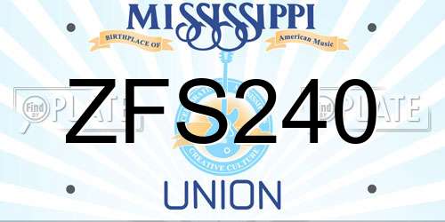 ZFS240 Mississippi License Plate